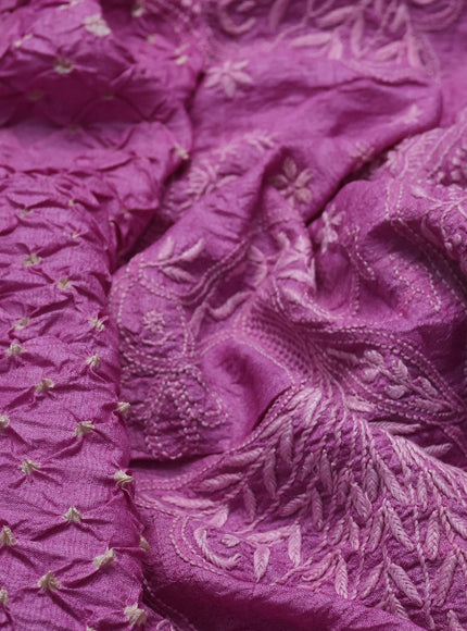 Lavender Tussar Bandhani Embroidery Saree