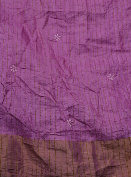 Lavender Tussar Bandhani Embroidery Saree