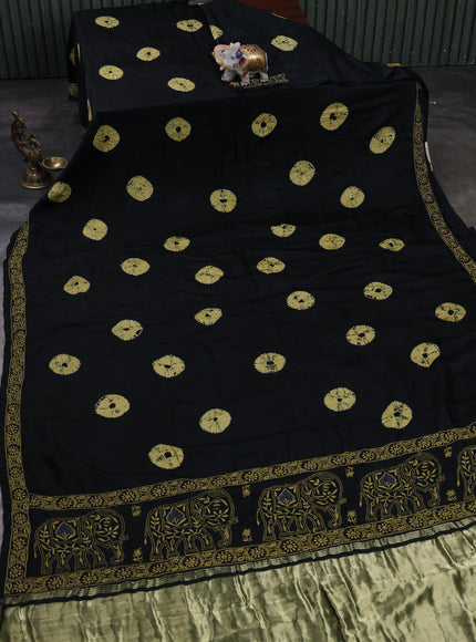 Black Gajji Bandhani Silk Embroidery Saree