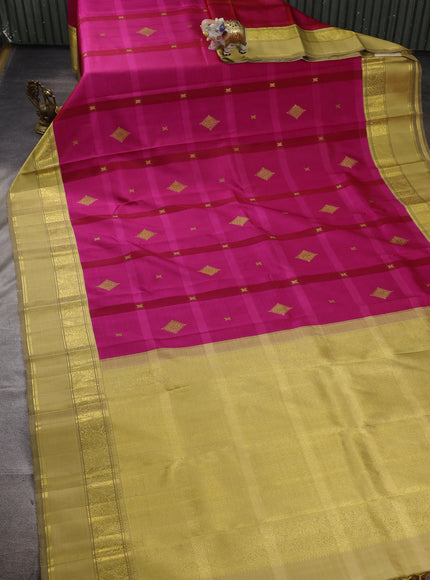 Rani Pink - Beige Pure Kanchipuram Silk Saree