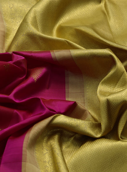 Rani Pink - Beige Pure Kanchipuram Silk Saree