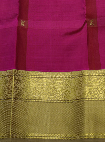 Rani Pink - Beige Pure Kanchipuram Silk Saree