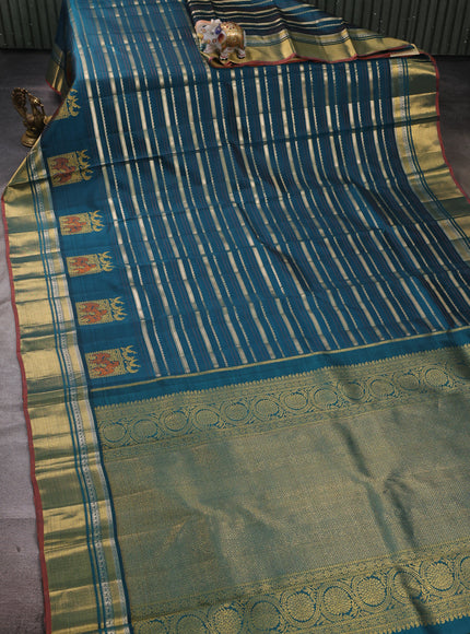 Peacock Green Pure Kanchipuram Silk Saree