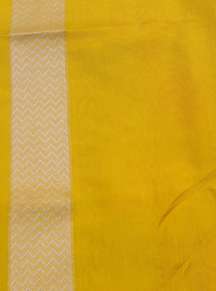 Lime Green - Yellow Banarasi Kora Silk Saree