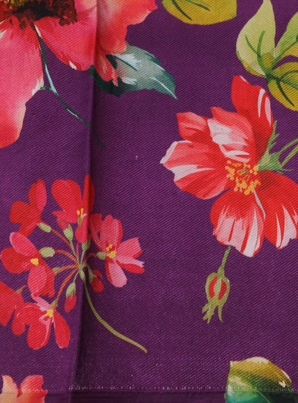 Purple Printed Tussar Silk Saree