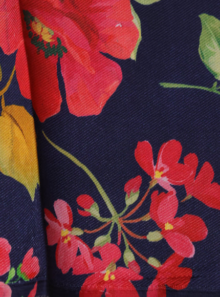 Blue Printed Tussar Silk Saree