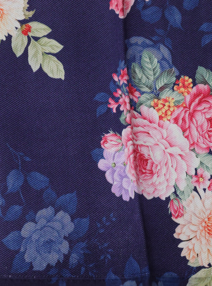 Blue Printed Tussar Silk Saree