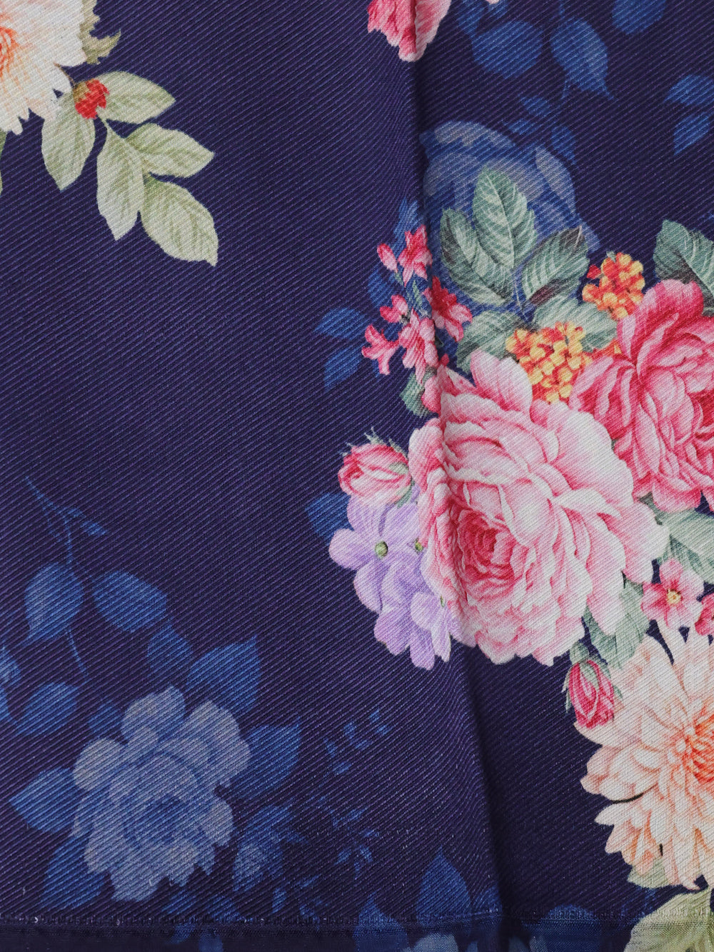 Blue Printed Tussar Silk Saree