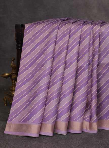 Lilac Printed Tussar Silk Saree