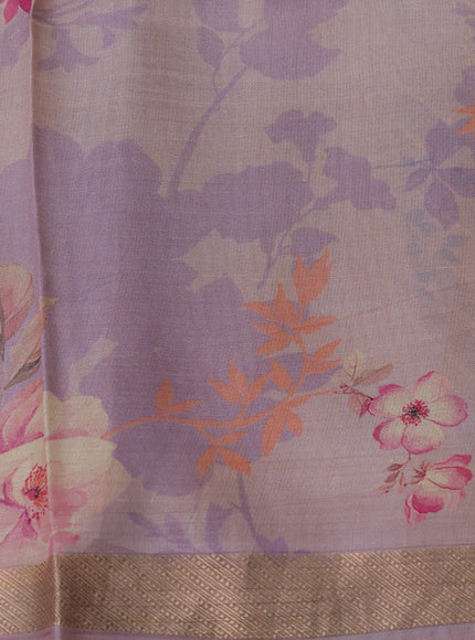 Lilac Printed Tussar Silk Saree