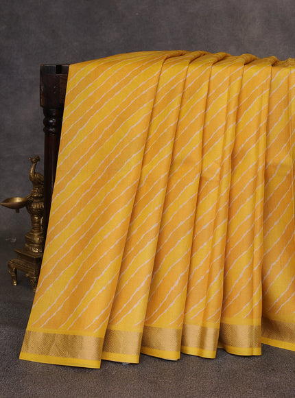 Yellow Printed Tussar Silk Saree