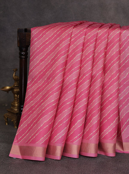 Gajri Pink Printed Tussar Silk Saree