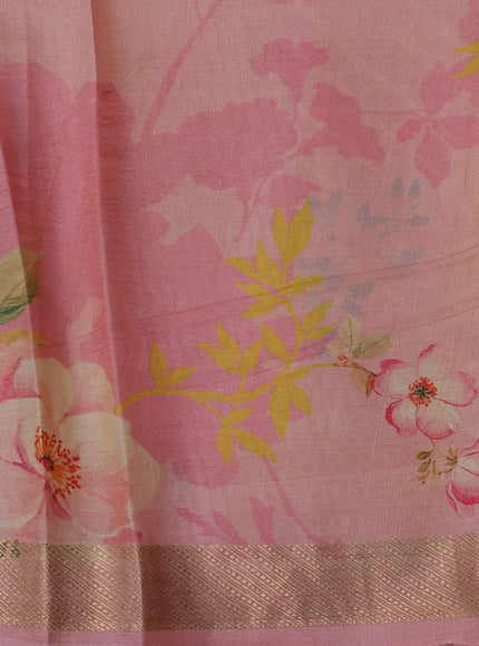 Gajri Pink Printed Tussar Silk Saree