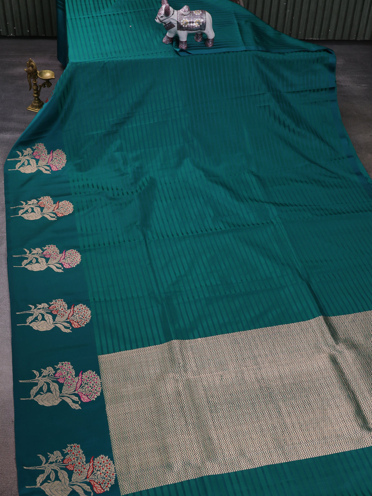 Teal Green Banarasi Silk Saree