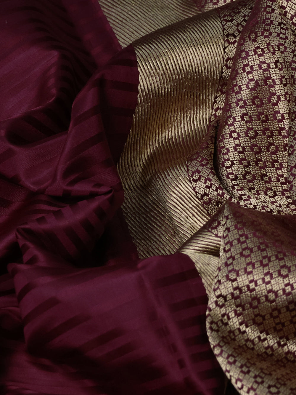 Wine Banarasi Silk Saree
