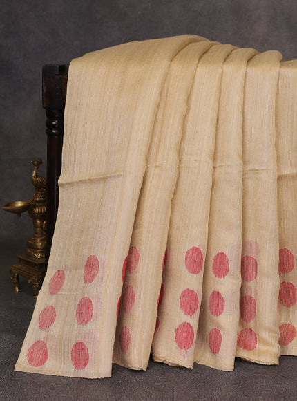 Beige Matka Tussar Silk Saree