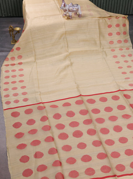 Beige Matka Tussar Silk Saree