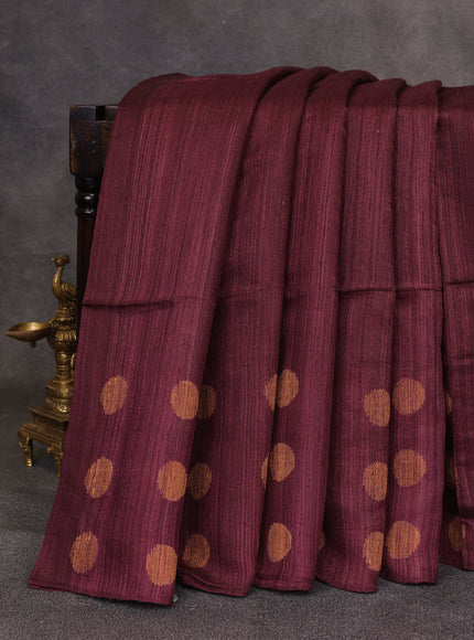 Wine Matka Tussar Silk Saree