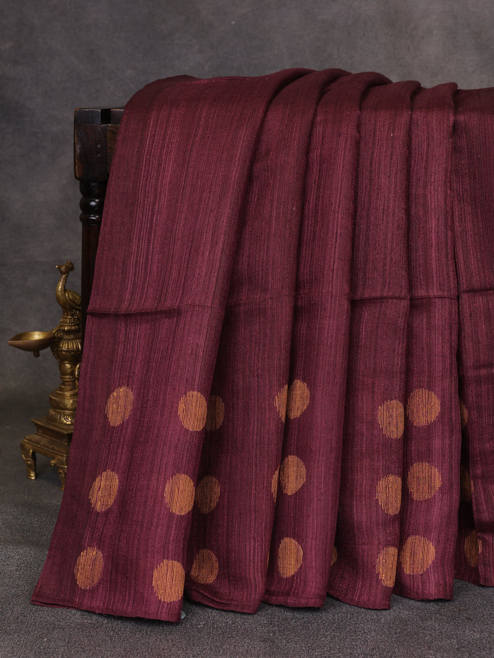 Wine Matka Tussar Silk Saree