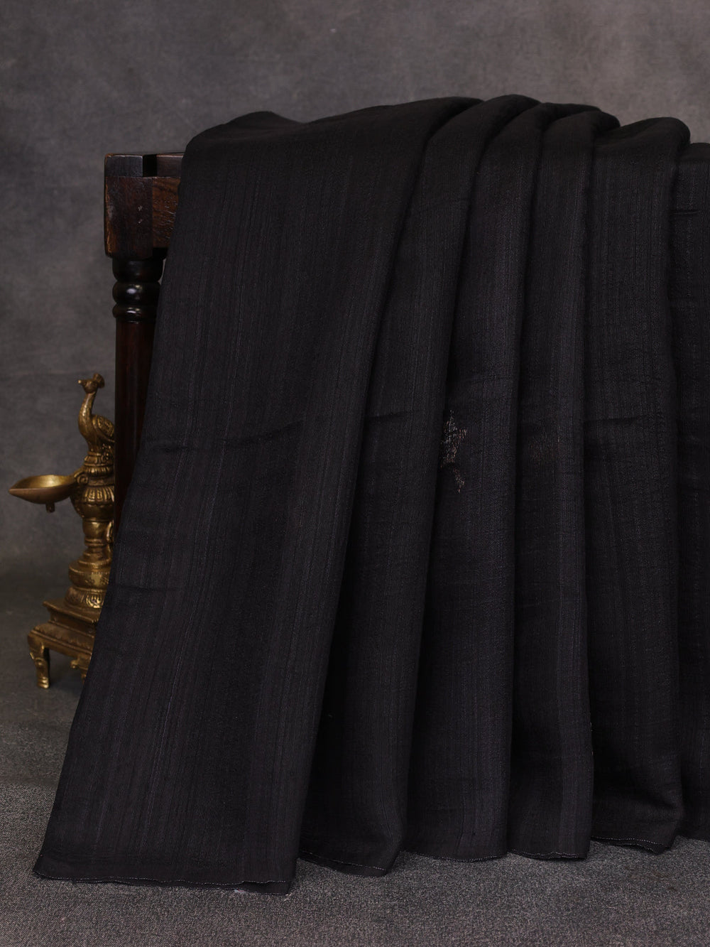 Black Matka Tussar Silk Saree