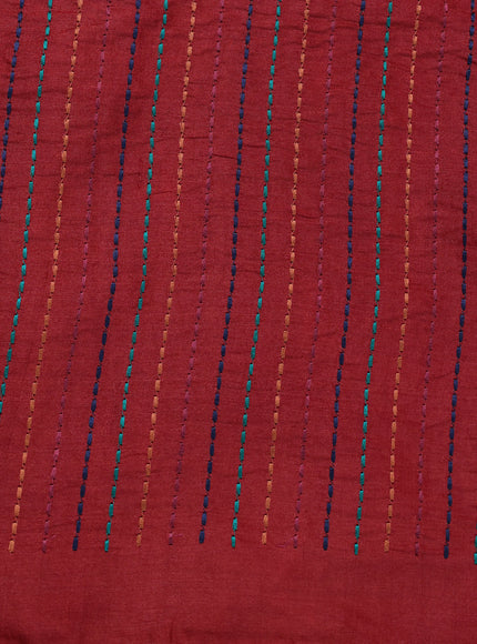 Blue Printed Tussar Silk Embroidery Saree