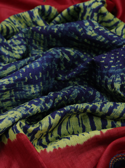 Maroon Printed Tussar Silk Embroidery Saree