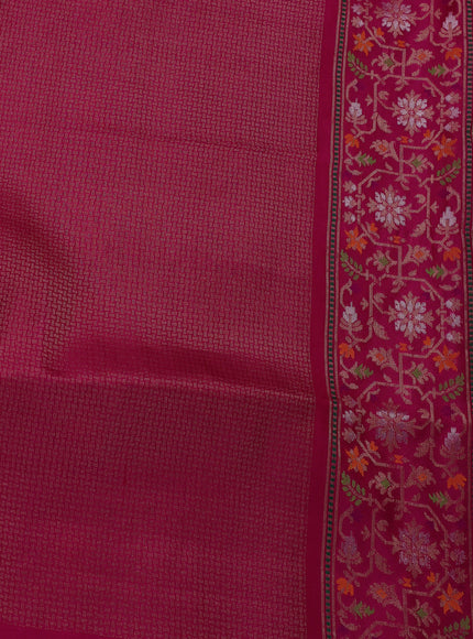 Pist Green - Pink Banarasi Silk Saree