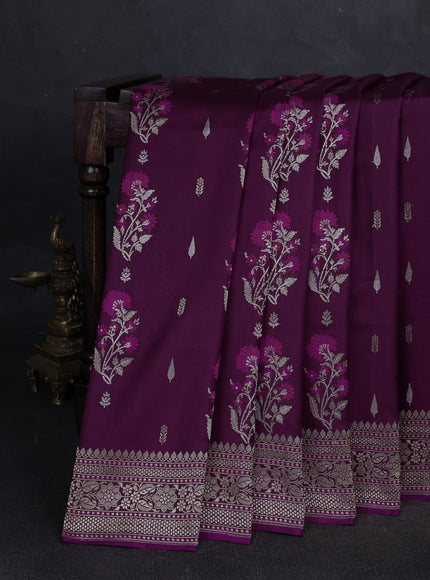 Wine Banarasi Silk Saree