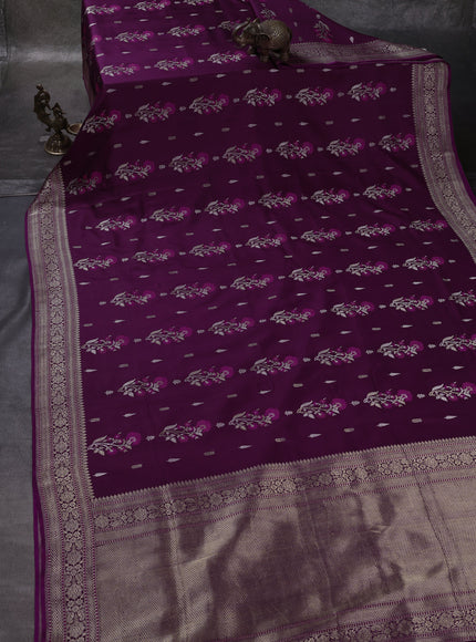 Wine Banarasi Silk Saree