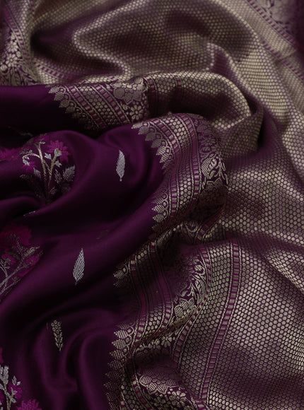 Wine Banarasi Silk Saree