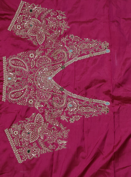 Magenta Pink Ikat Silk Embroidery Saree