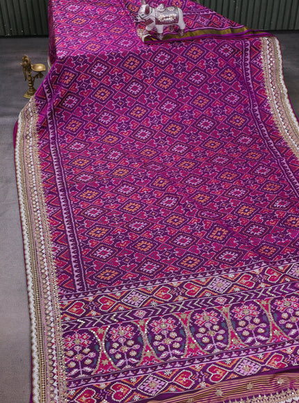 Purple Ikat Silk Embroidery Saree