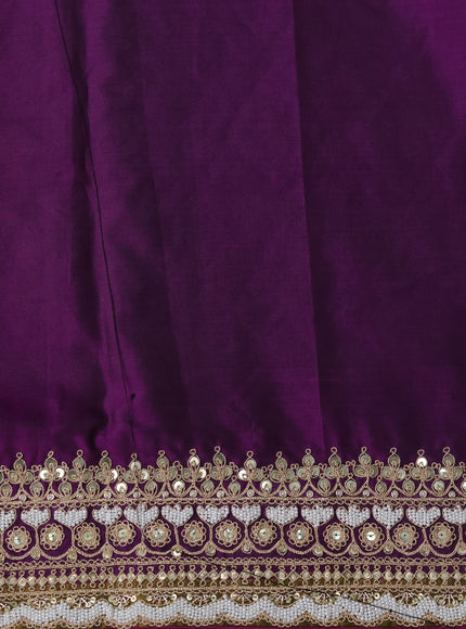 Purple Ikat Silk Embroidery Saree