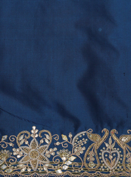 Blue Ikat Silk Embroidery Saree