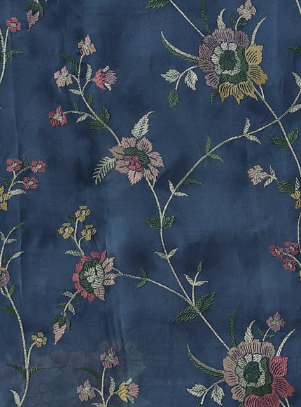 Denim Blue Organza Embroidery Saree