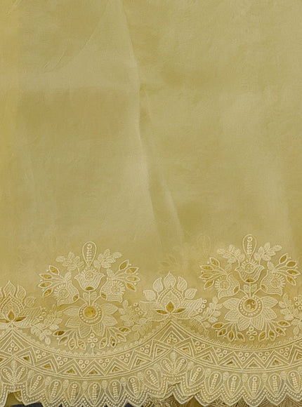 Light Yellow Organza Embroidery Saree