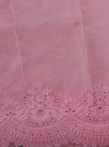 Light Pink Organza Embroidery Saree
