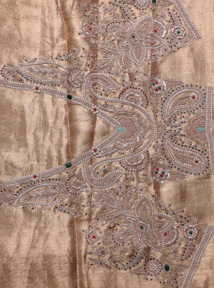 Gold - Pastel Peach Tissue Embroidery Silk Saree