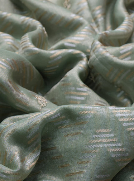 Pastel Green Tissue Embroidery Silk Saree