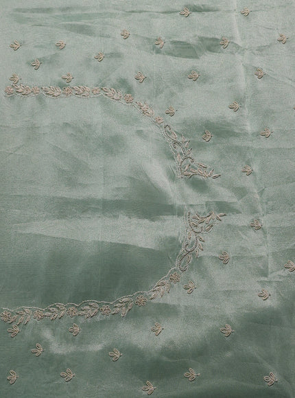 Pastel Green Tissue Embroidery Silk Saree