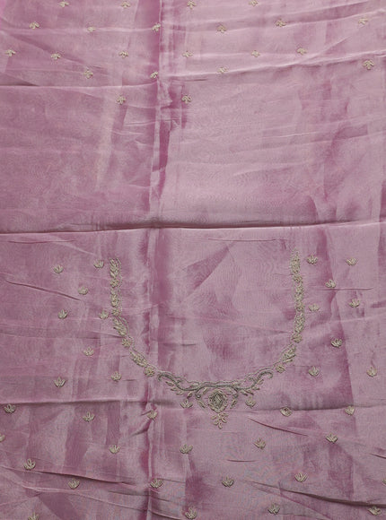 Light Pink Tissue Embroidery Silk Saree