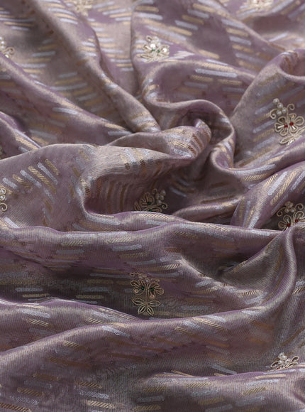 Pastel Lavender Tissue Embroidery Silk Saree