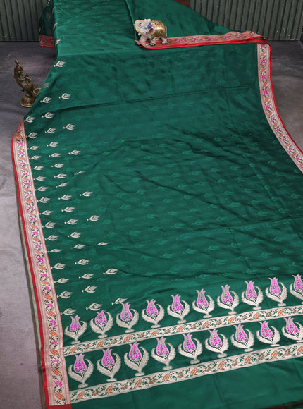 Green - Red Banarasi Silk Saree
