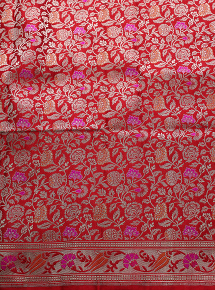Green - Red Banarasi Silk Saree