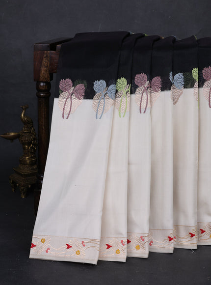 Black - Cream Banarasi Kora Silk Saree