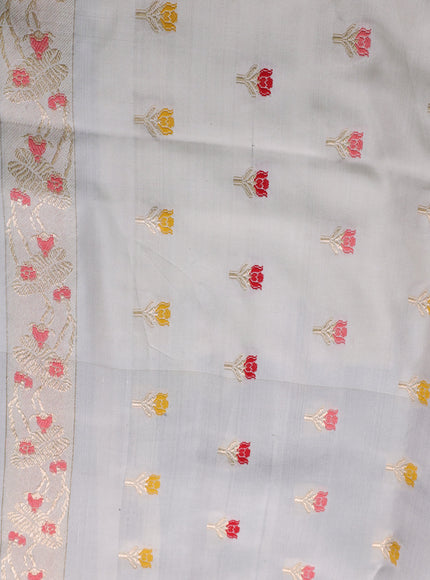 Black - Cream Banarasi Kora Silk Saree