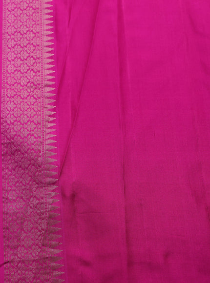 Grey - Rani Pink Banarasi Silk Saree