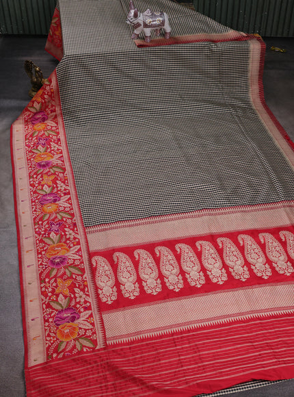 Black - Red Banarasi Silk Saree