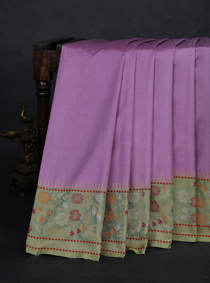 Lavender - Green Banarasi Silk Saree