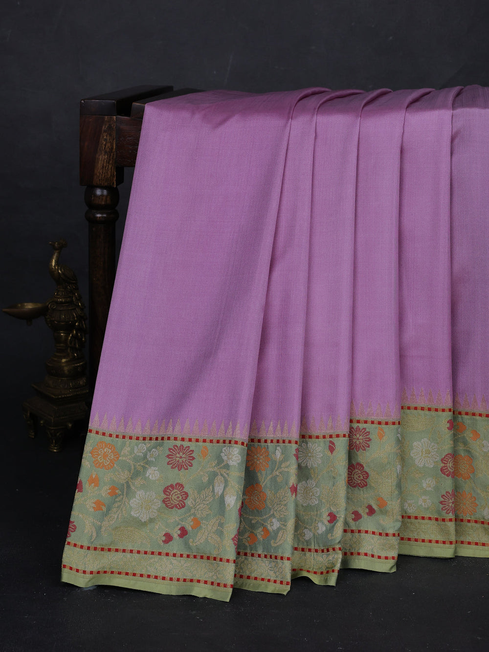 Lavender - Green Banarasi Silk Saree